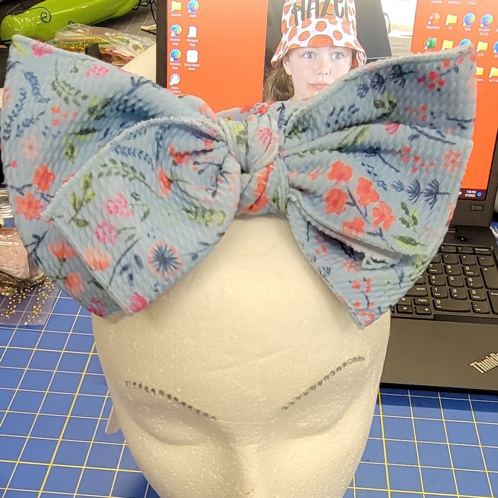 Floral Big Bow Headband Headwrap